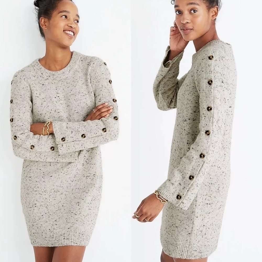 Madewell Donegal Button Sleeve Sweater Dress Long Sleeve Chic Knit Size XS - Picture 15 of 15